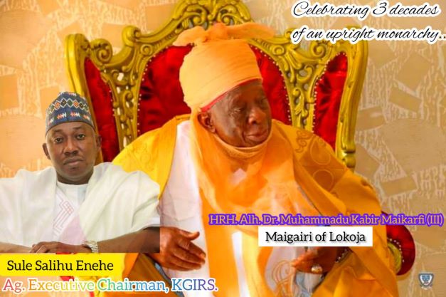 3 DECADES ON THE THRONE: ACTING EXECUTIVE CHAIRMAN OF KGIRS FELICITATES WITH HIS ROYAL HIGHNESS, THE MAIGAIRI OF LOKOJA AND AN INVALUABLE TAX AMBASSADOR